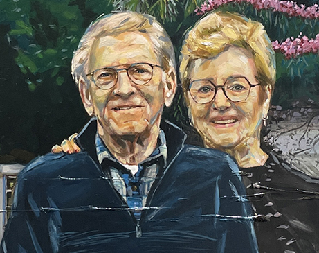Portretschilderij: portret geschilderd van een ouder echtpaar door portretschilder Antonie de Rooij.