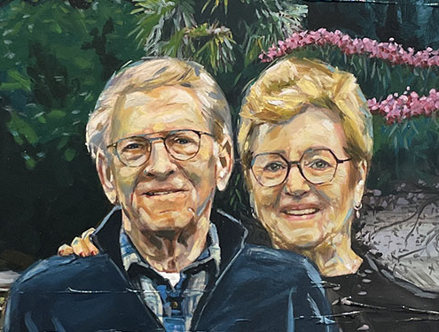 Als portretschilder heb ik dit echtpaar vastgelegd voor hun huis in Zuid-Frankrijk