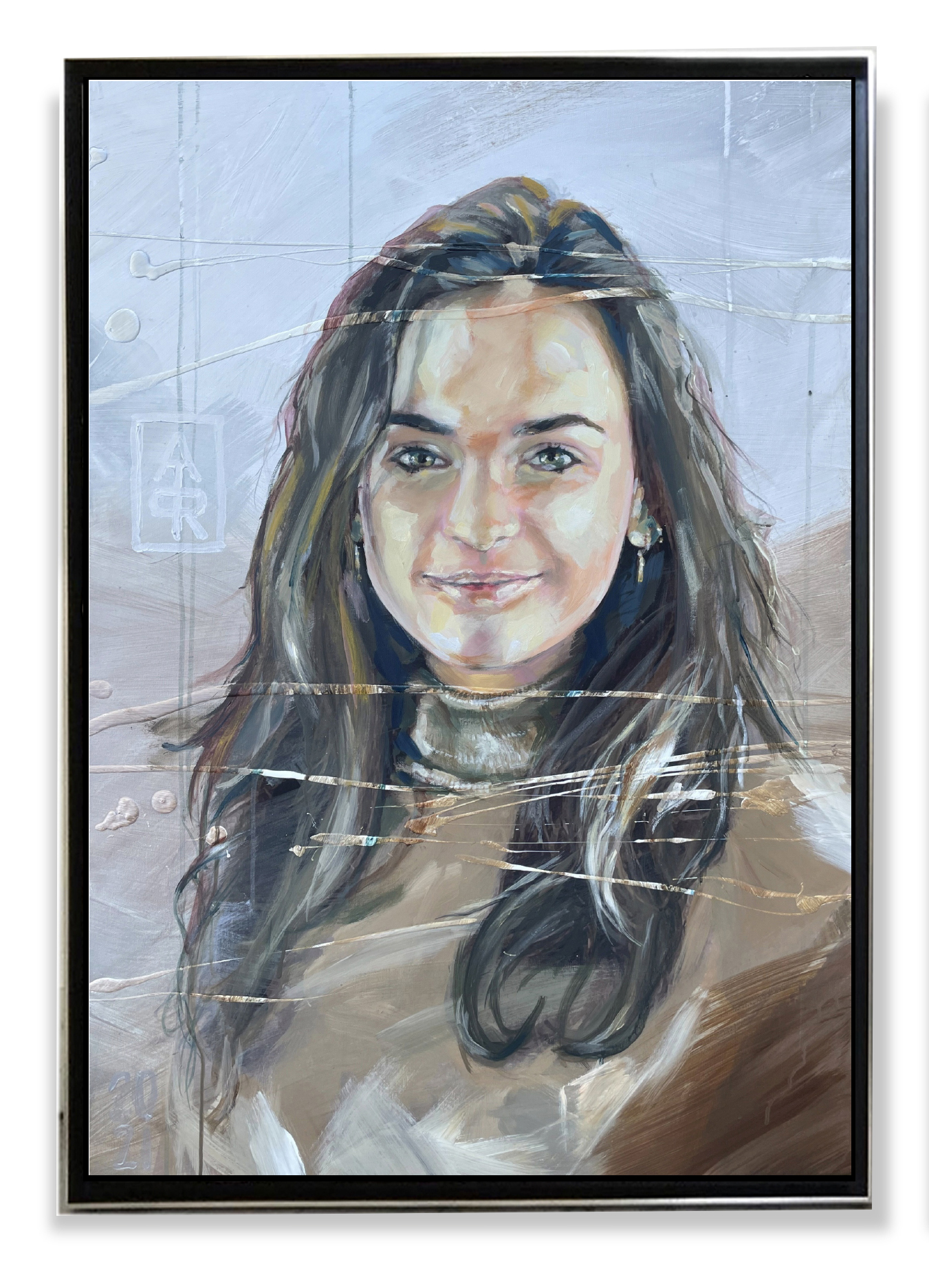 portret van bror en zus op een formaat van 70x110 cm