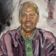Portret van een overleden vader Sef formaat 40x40 cm met houten baklijst