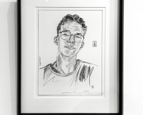 illustratie met negro potlood van een jonge volwassene