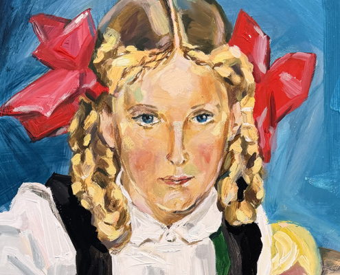 portret van Karina van Abbe, geschilderd als meisje van 7 jarige leeftijd naar het portret van haar door Jan Sluijters