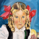 portret van Karina van Abbe, geschilderd als meisje van 7 jarige leeftijd naar het portret van haar door Jan Sluijters